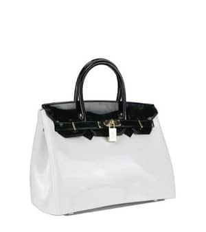 Beachkins PVC Top Handle Big Ladies Handbag in Black and White| Accessory Republic